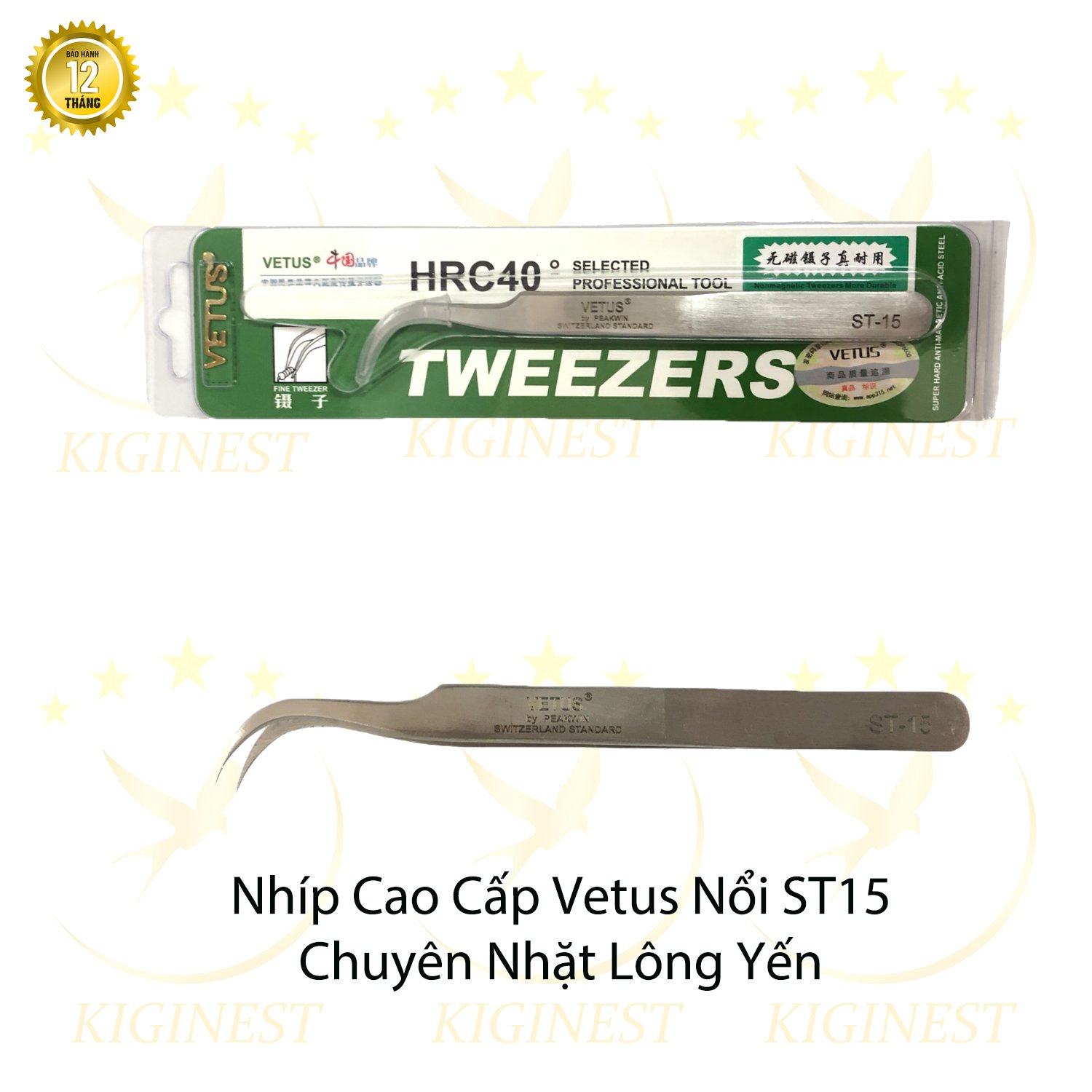 NHÍP THỢ XỊN CHỮ NỔI CAO CẤP VETUS ST_15 CHẤT LƯỢNG CHUYÊN NHẶT LÔNG YẾN NỐI MI VÀ GẮP LINH KIỆN ĐIỆN TỬ GỌN NHẸ