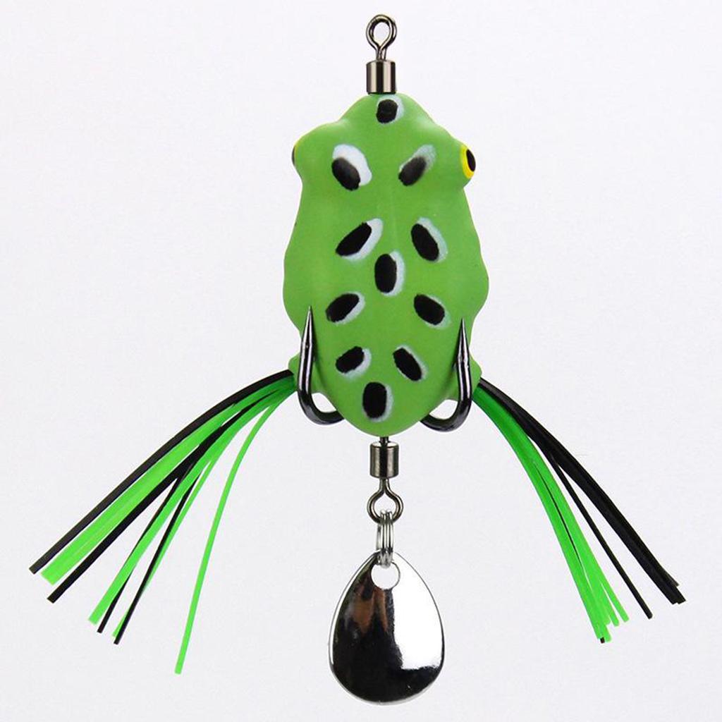 Soft Fishing Artificial  Ray Frog With  Hook Sequins Tail Green