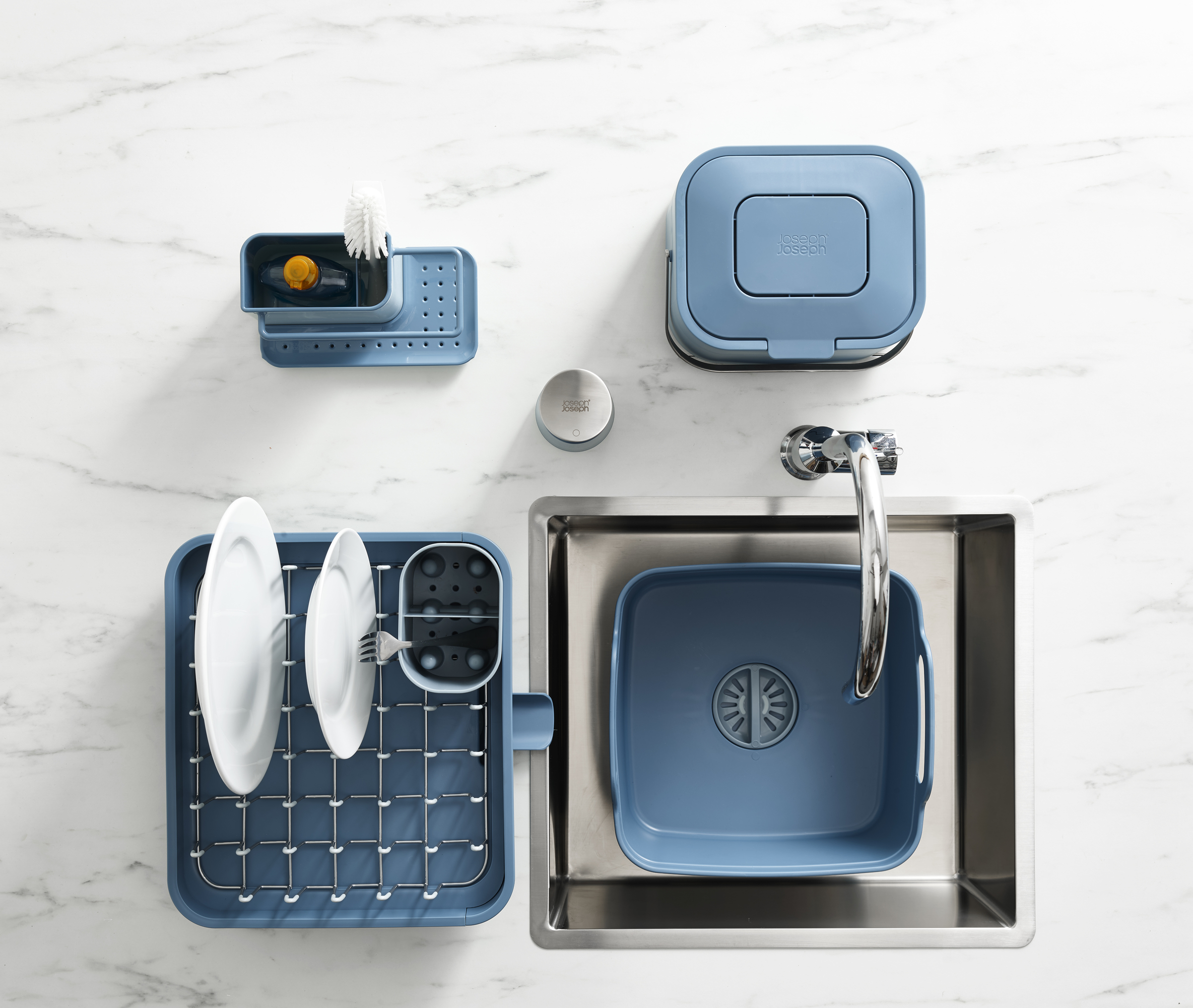 Kệ phơi tách chén Joseph Joseph 003123 - Extend Expandable Dish Drainer Editions Blue