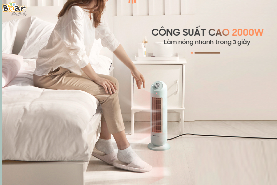 Máy Sưởi Ấm Gốm Bear DNQ-C20B1 Không Làm Khô Da Công Suất 2000W - Hàng Chính Hãng - Full Box
