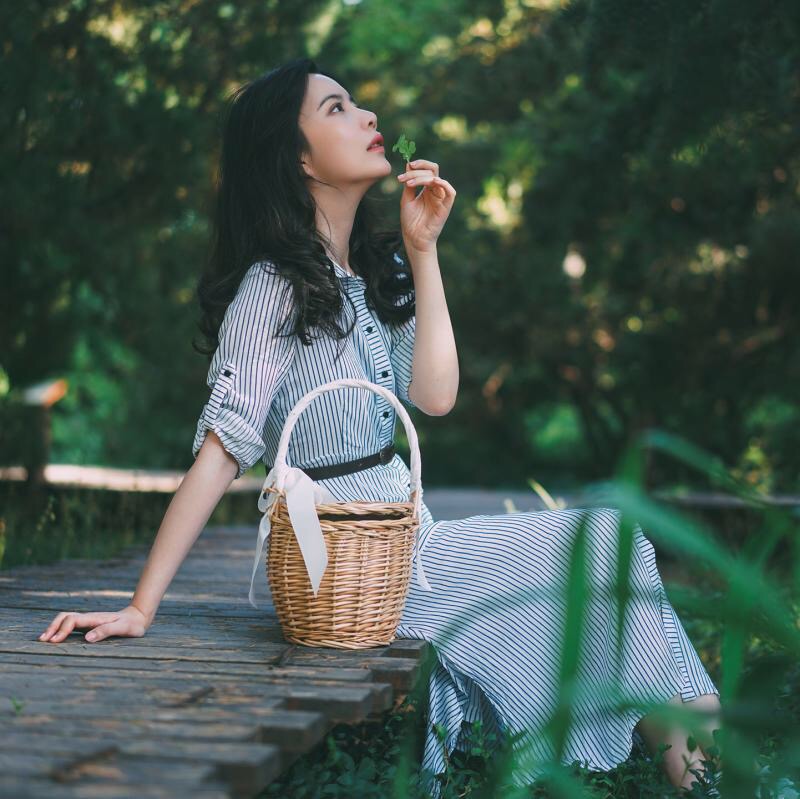 [ Hàng cao cấp] - Giỏ xách mây cói đi picnic, giỏ bắt cá vintage