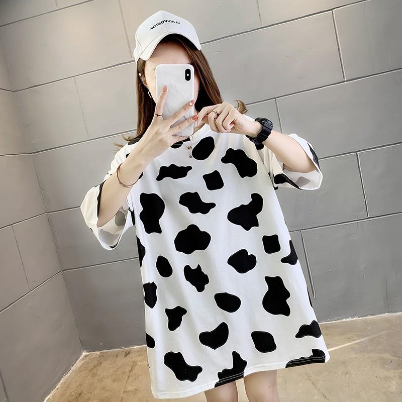 Áo Phông Bò Sữa Unisex Áo Thun Nam Nữ Dáng Rộng Trùm Mông Tay Lỡ