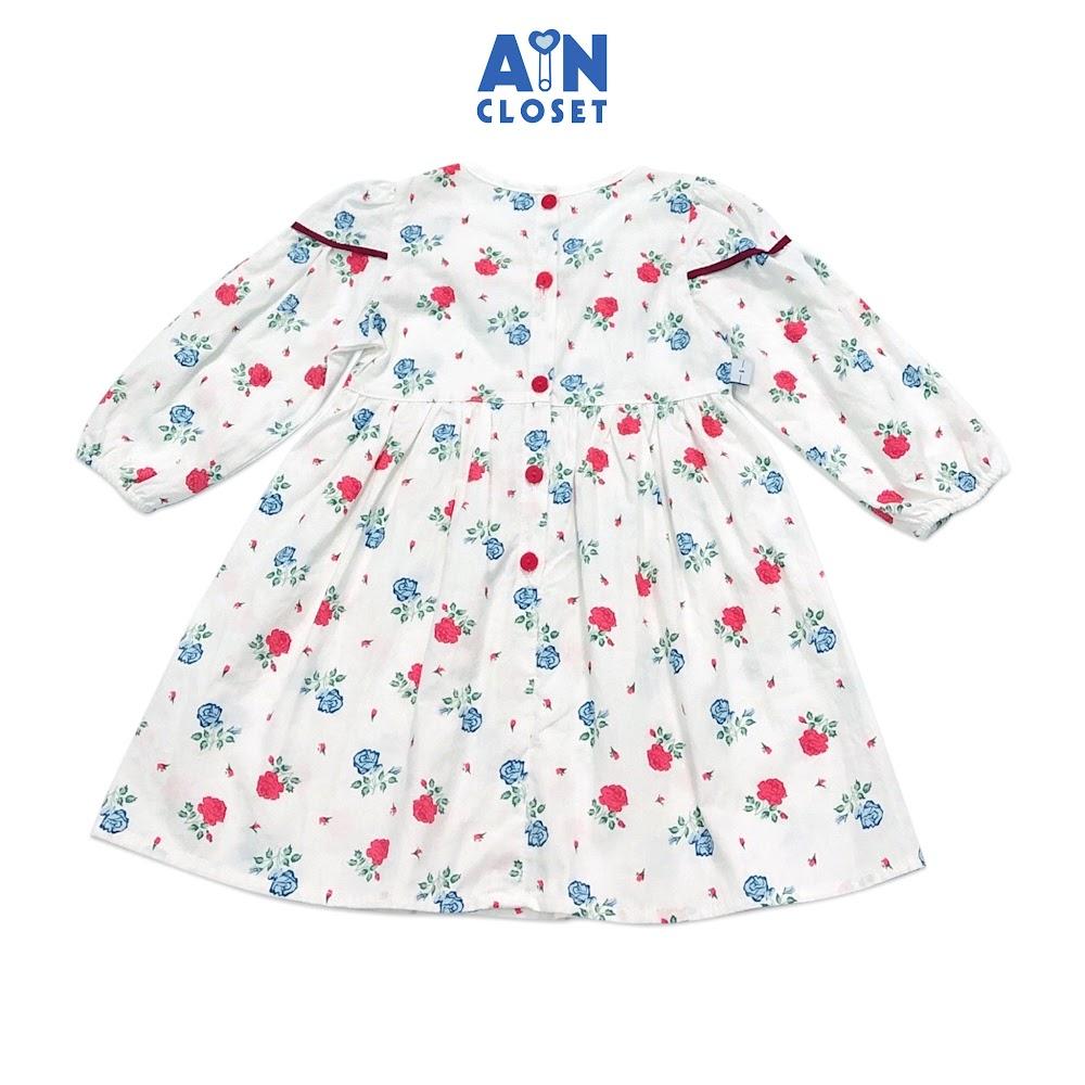 Đầm tay dài bé gái họa tiết Hoa hồng tiểu muội cotton - AICDBGHLQDY6 - AIN Closet