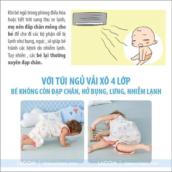 Túi Ngủ Cho Bé Mùa Hè Thu | Túi Ngủ Trẻ Em Vải Đũi Cotton Mềm [Video &amp; Ảnh Thật]