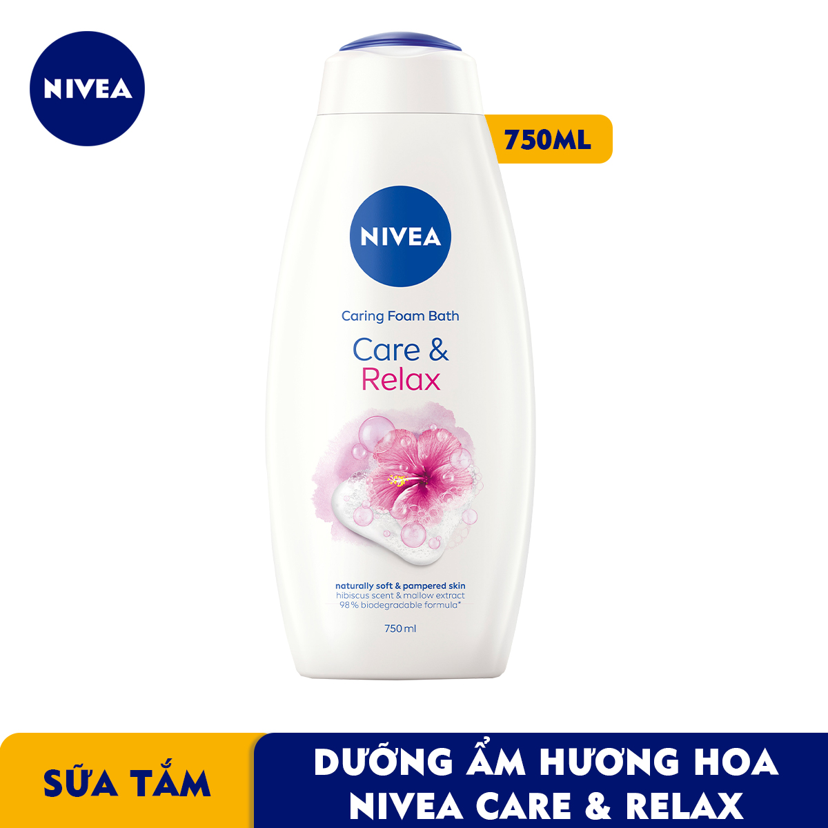 Sữa Tắm Dưỡng Thể Hương Hoa Thư Giãn Nivea Care 750ml Giúp Làm Sạch Sâu, Dưỡng Ẩm Và Sáng Da