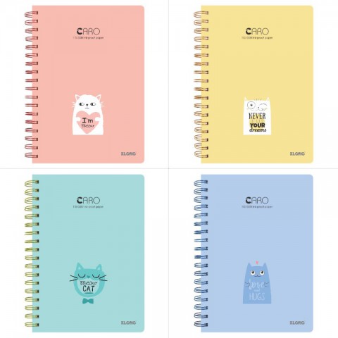 Sổ lò xo kép Caro hình mèo dễ thương B5-200trang	