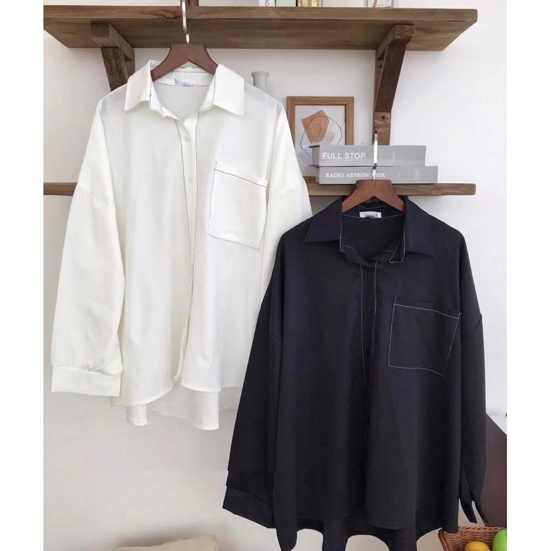 SƠ MI LỤA VIỀN CHỈ ULZZANG