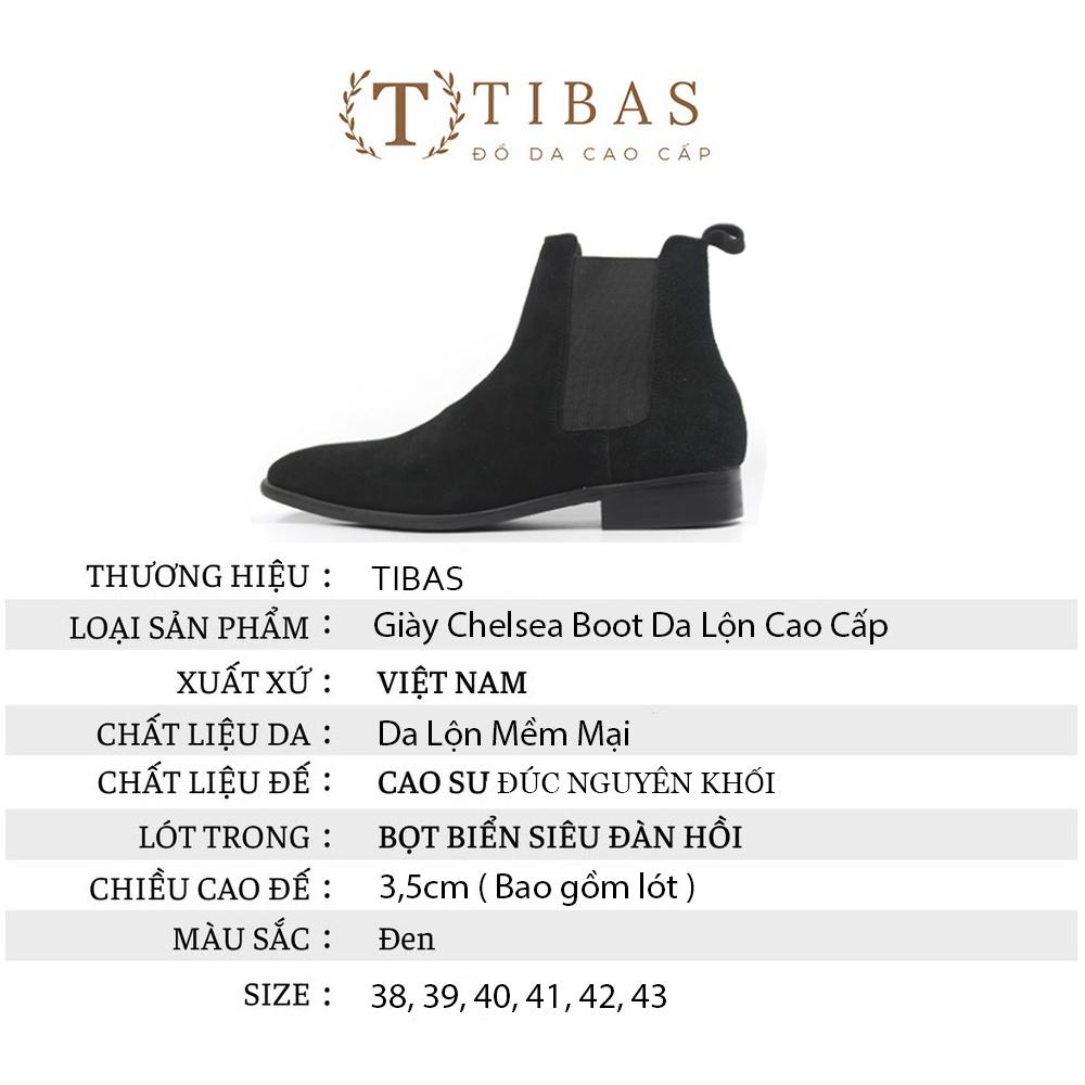 Giày Chelsea Boots Da Lộn Mềm Mại Cao Cấp Màu Đen Bảo Hành 12 Tháng TIBAS