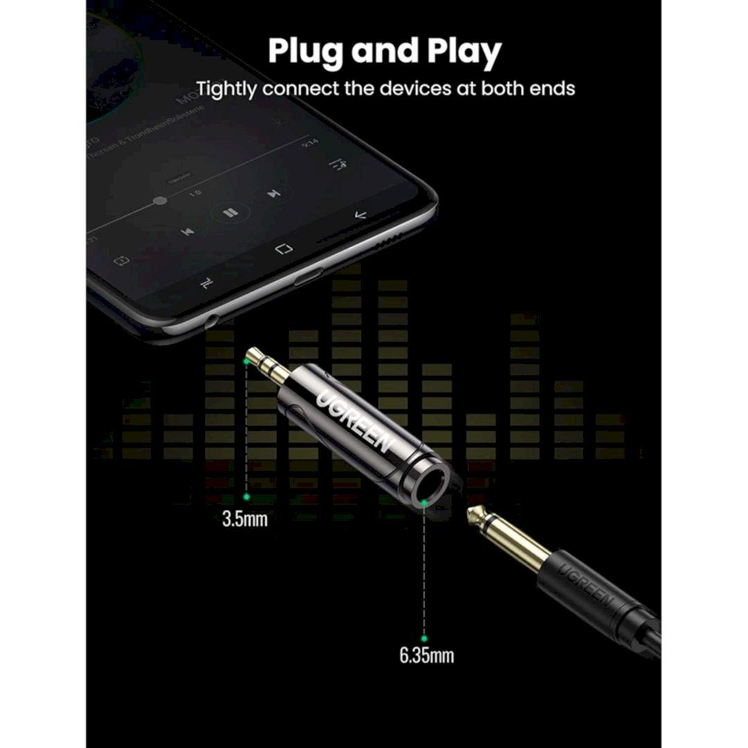 Ugreen 80731 Mono Đầu đổi âm thanh 6.35mm dương sang RCA Mono âm Ugreen AV169 - Hàng Chính Hãng