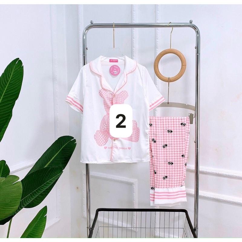 Bộ Ngủ Nữ Lụa Mặc Nhà Dễ Thương, Pijama Lụa Mango Cộc Tay Quần Dài Kiểu Dáng Hàn Quốc Cao Cấp