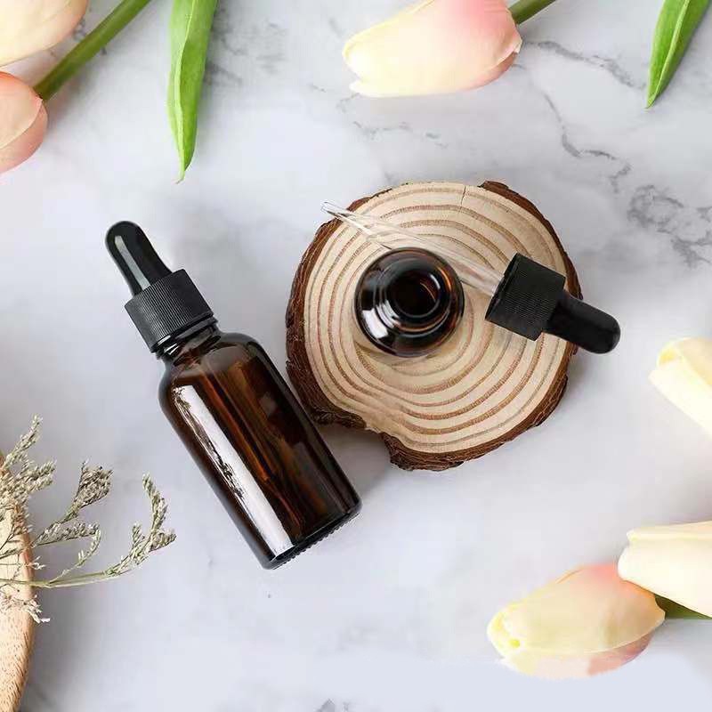 Chai chiết serum tinh dầu NÂU ĐEN đầu bóp đầy đủ kích thước