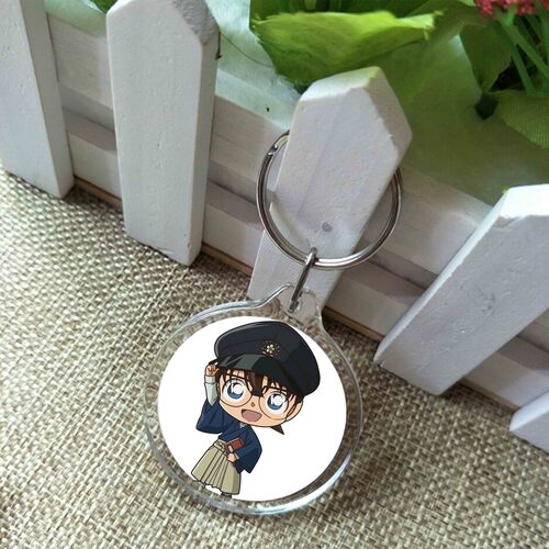 ( Tròn ) Móc treo chìa khóa in hình DETECTIVE CONAN Thám Tử Lừng Danh anime chibi xinh xắn tiện lợi