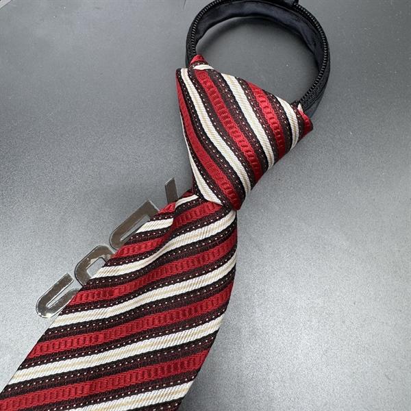 Cà vạt nam mẫu thắt sẵn dây kéo bản nhỏ 6cm mẫu đỏ kẻ trắng chấm