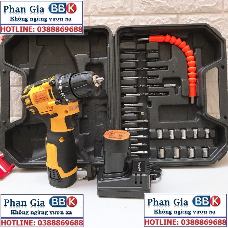 Máy Khoan Pin Hukan 18V  KHÔNG CHỔI THAN Tặng Kèm 23 Chi Tiết