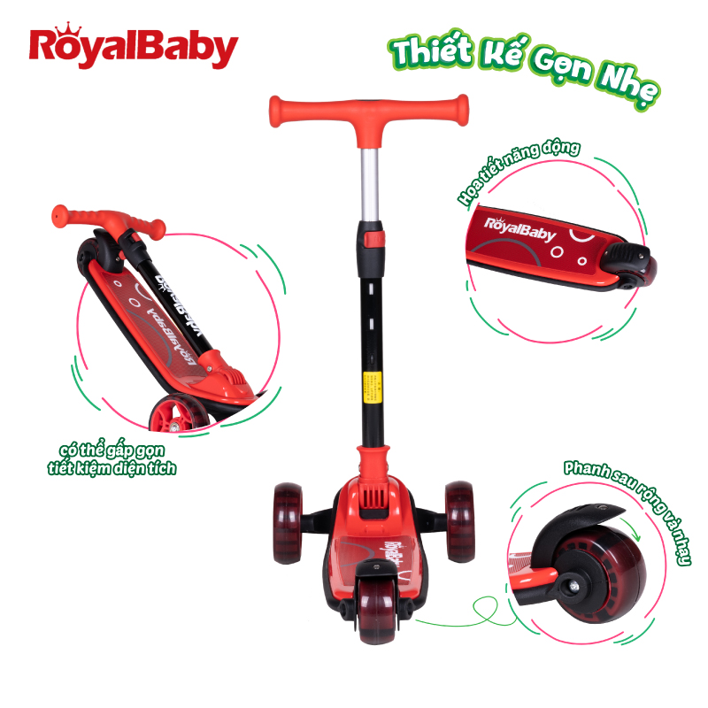 Xe Trượt SCOOTER 3 Bánh Royal Baby Đỏ 089R