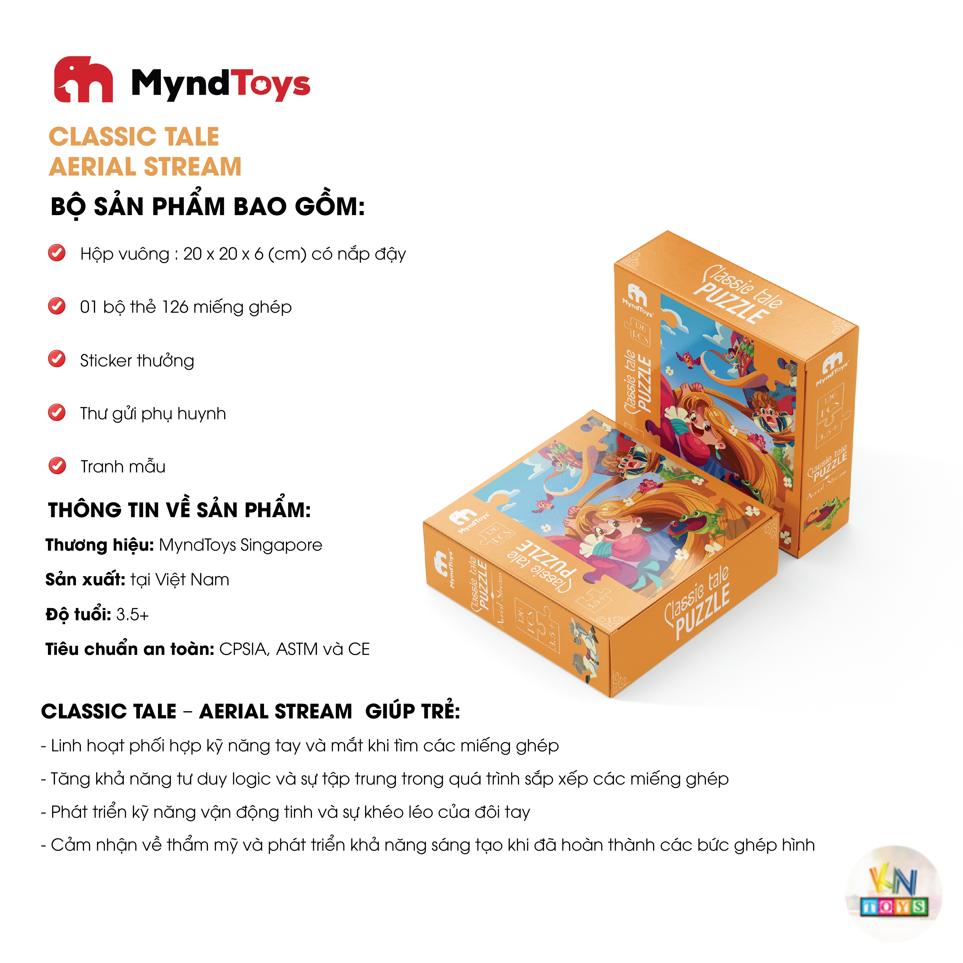 Đồ Chơi Xếp Hình MyndToys - Classic Tale Puzzle – Aerial Stream (Công chúa Tóc mây - 126 mảnh ghép cho Bé Từ 3.5 Tuổi)