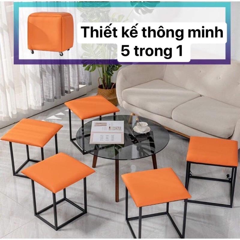 Ghế khối rubik, đôn ghế sofa gấp gọn 5 trong 1 có Bánh Xe Di Chuyển - ghế khối rubic phòng khách