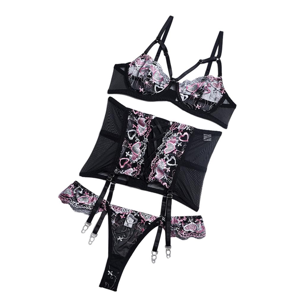 Womens Ladies Lingerie Nightwear Underwear Lace Bra Panties Sleepwear Set