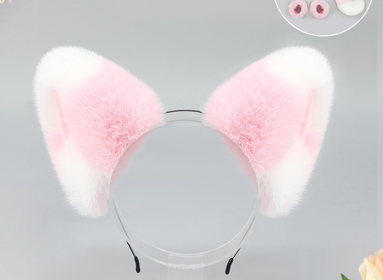 Bờm tóc tai mèo lông mềm tai 2 màu xinh xắn, phụ kiện cosplay sang chảnh, cài tóc tai cáo