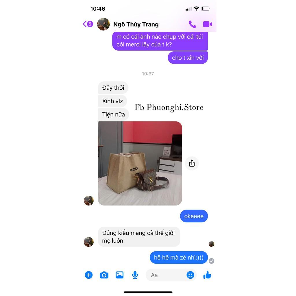 Túi Cói Merci Loại 1 Màu Sáng, Có Đệm Đáy Giữ Form Túi, Có Lót, Túi Du Lịch