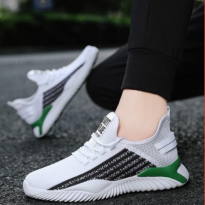 Giày Thể Thao Nam , Giày Sneaker Nam W61 Dệt Kim Cao Cấp Êm Chân Thoáng Khí Màu Đen Trắng Thiết Kế Nổi Bật