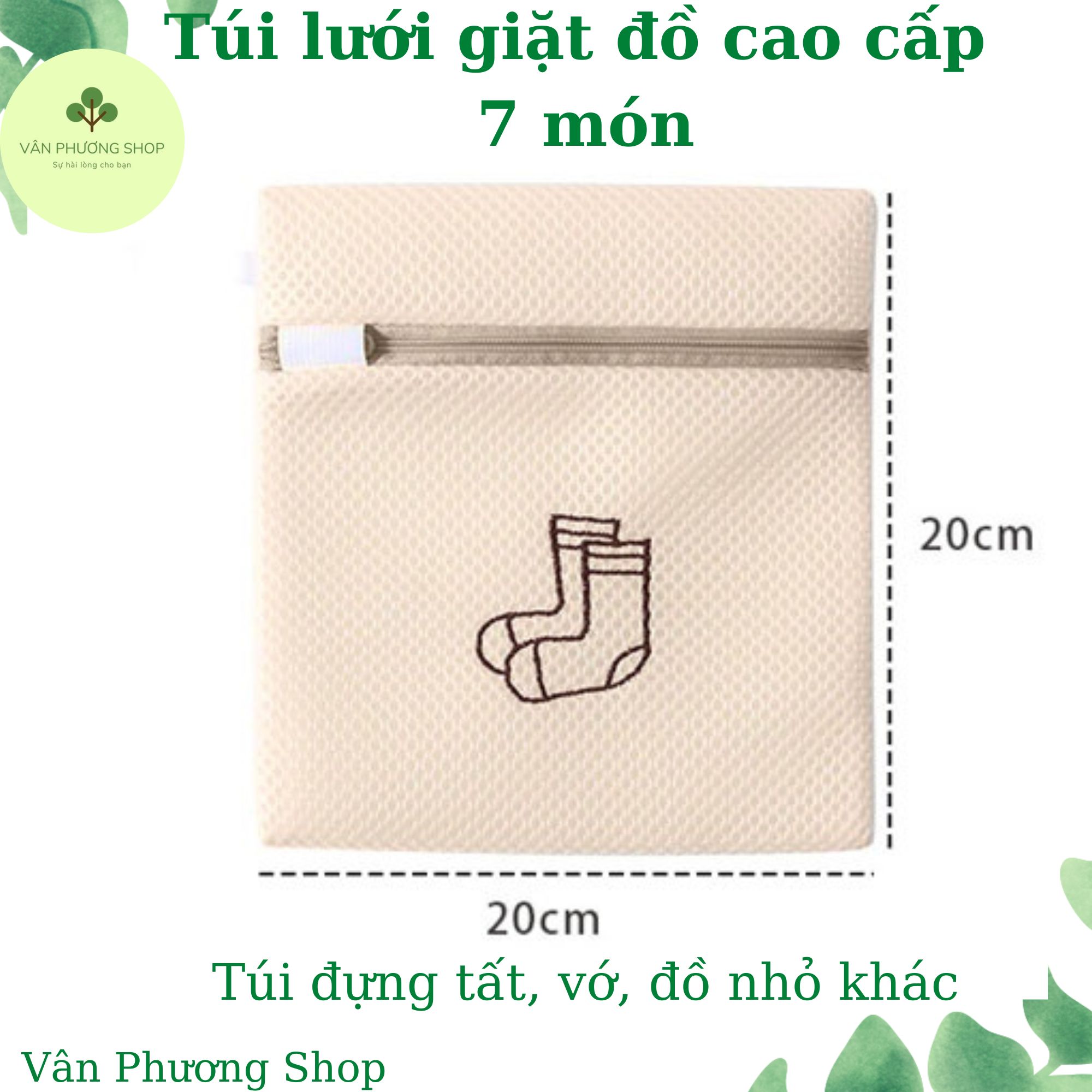 Túi Lưới Giặt Đồ, Giặt Quần Áo Cao Cấp 7 món đủ kích cỡ Vân Phương Shop - Hàng Chính Hãng