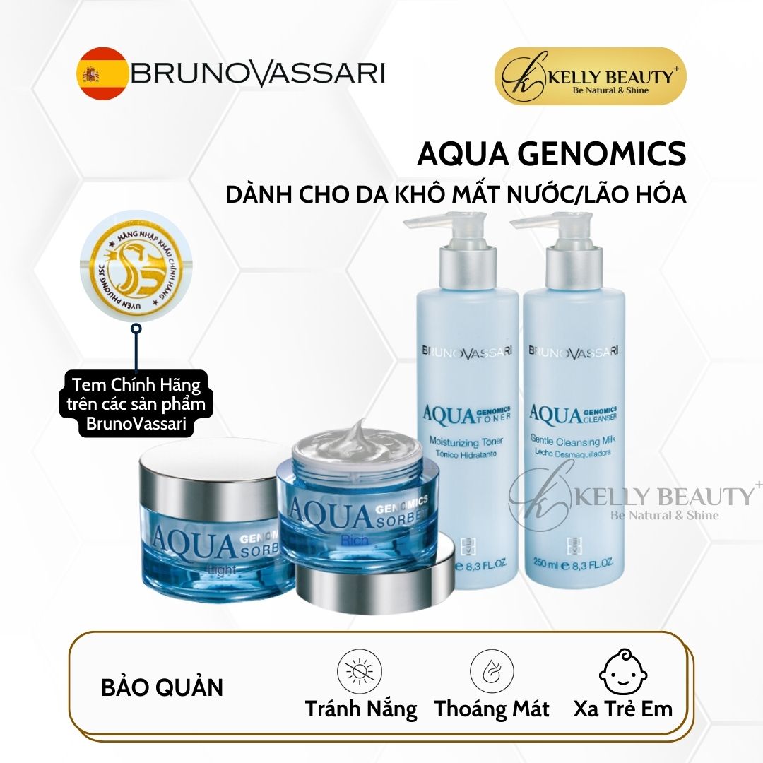 Sữa Rửa Mặt Cấp Ẩm Cho Da Khô Aqua Genomics Gentle Cleansing Milk - Bruno Vassari | Kelly Beauty