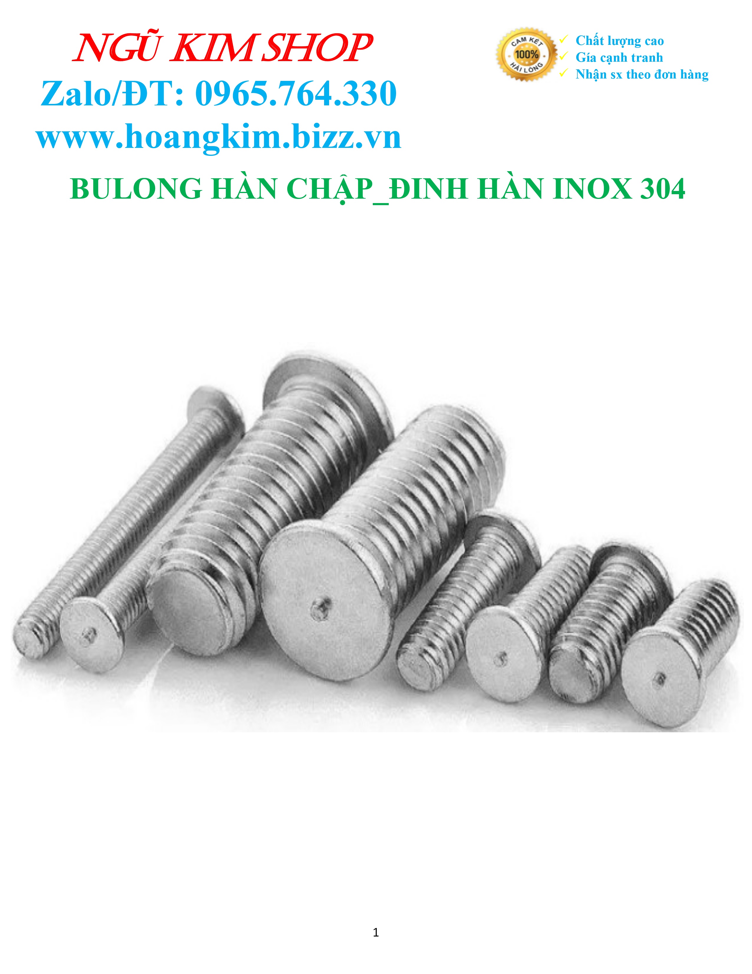 BULONG HÀN CHẬP _ ĐINH HÀN M3 INOX304