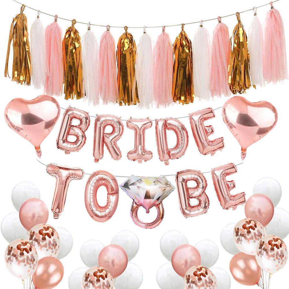 Bộ bong bóng trang trí tiệc chia tay độc thân màu hồng Rosegold Ctdt13