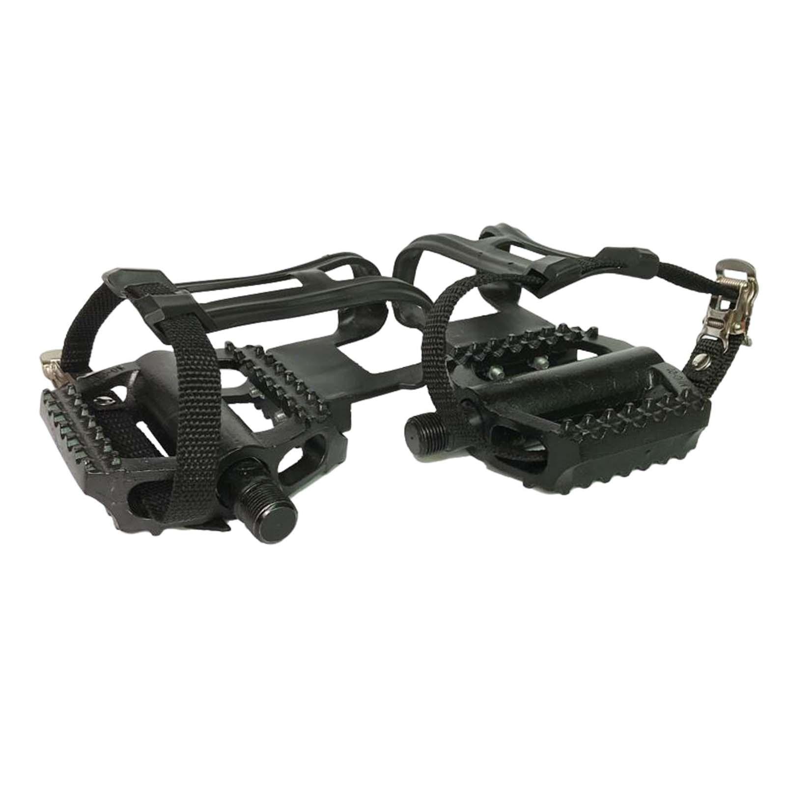 1 Pair Exercise Bike Pedals with Adjustable Straps for Home Gym Stationary