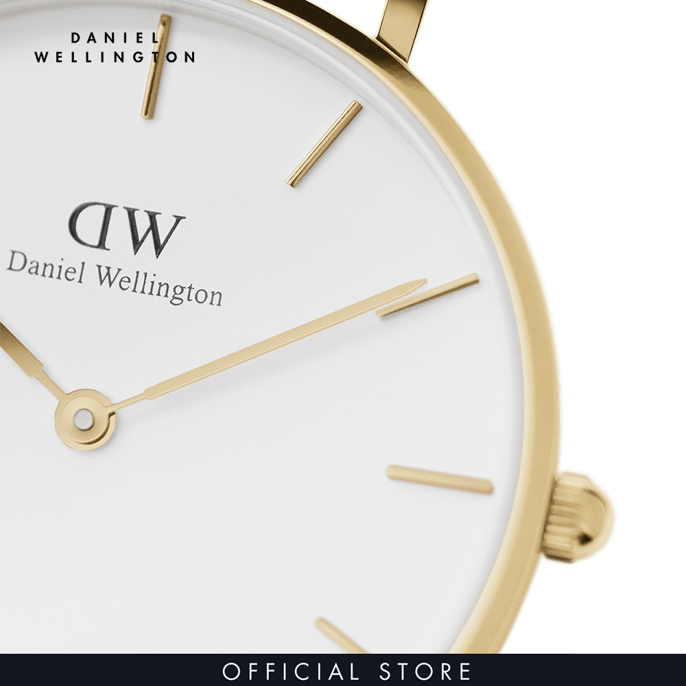 Đồng hồ Nữ Daniel Wellington dây lưới - Petite Evergold mặt trắng - vỏ