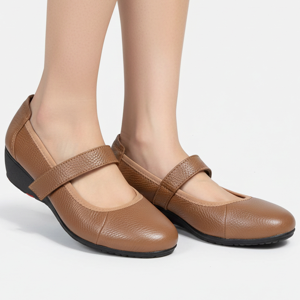 Giày Nữ Búp Bê Đế Xuồng HA NAM Da Bò Thật Thời Trang Cao Cấp 5cm GBBN2059