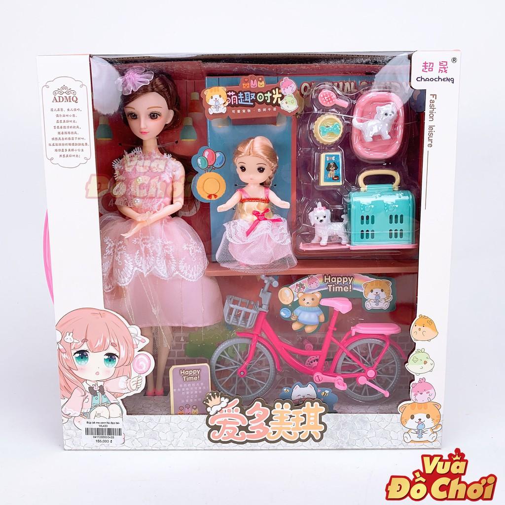 Bộ đồ chơi 2 búp bê xe đạp và thú cưng