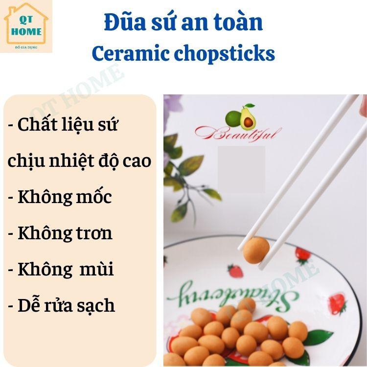 Đũa Gốm Sứ An Toàn, Không Mốc, Không Trơn, Chịu Nhiệt, Họa Tiết Trái Cây 2 Viền (Hàng Có Sẵn)