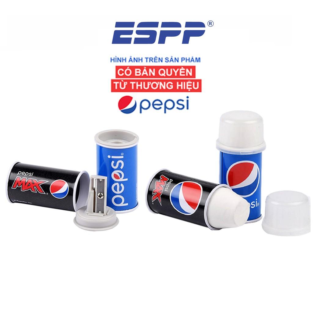 Combo đồ chuốt và gôm hình lon Pepsi chất liệu kim loại cao cấp (Đen/ Xanh Dương ) - HELIX