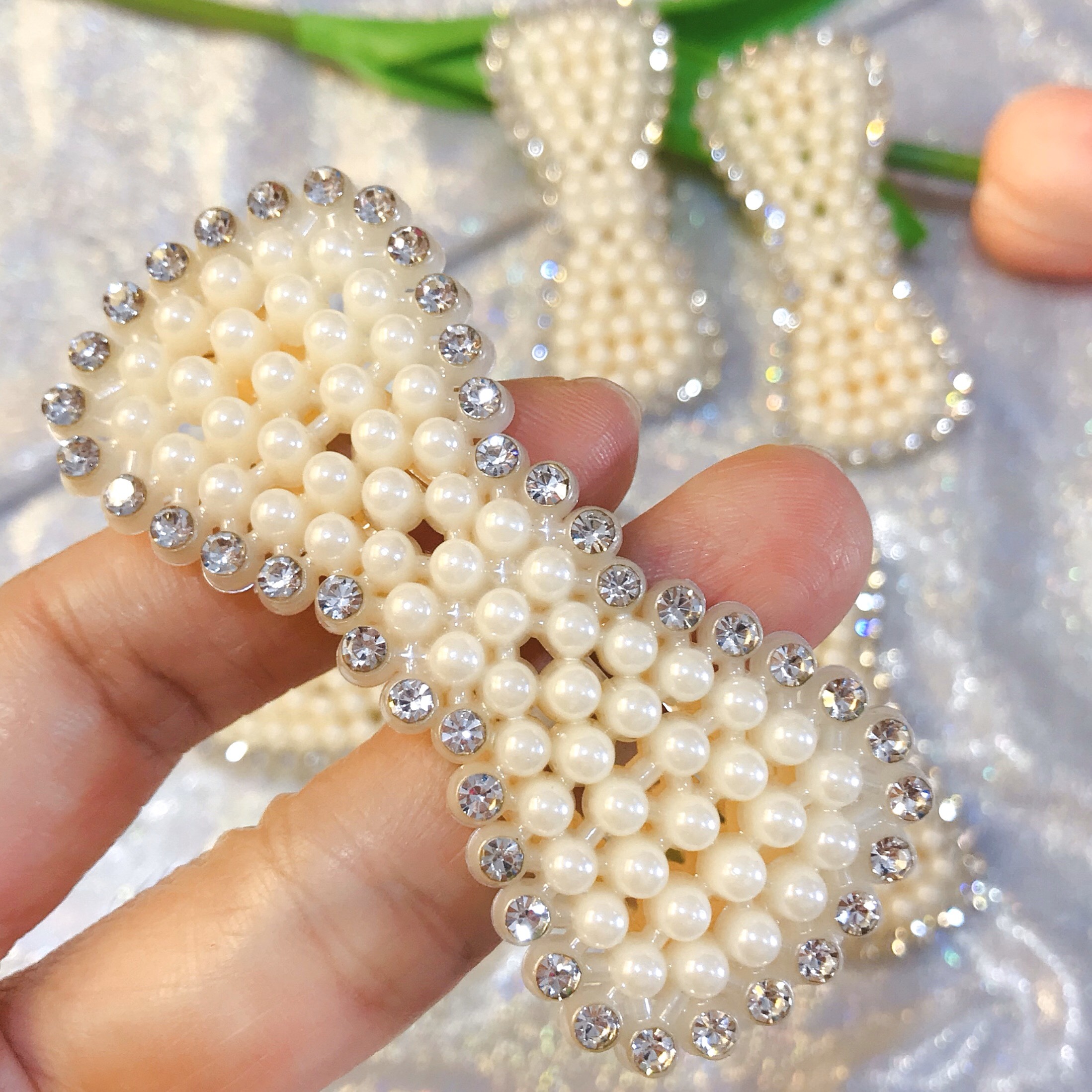 Kẹp Tóc Đính Ngọc Trai Nhân Tạo Thanh Lịch Cho Nữ - Kẹp Tóc Đính Đá Nhân Tạo Sang Trọng