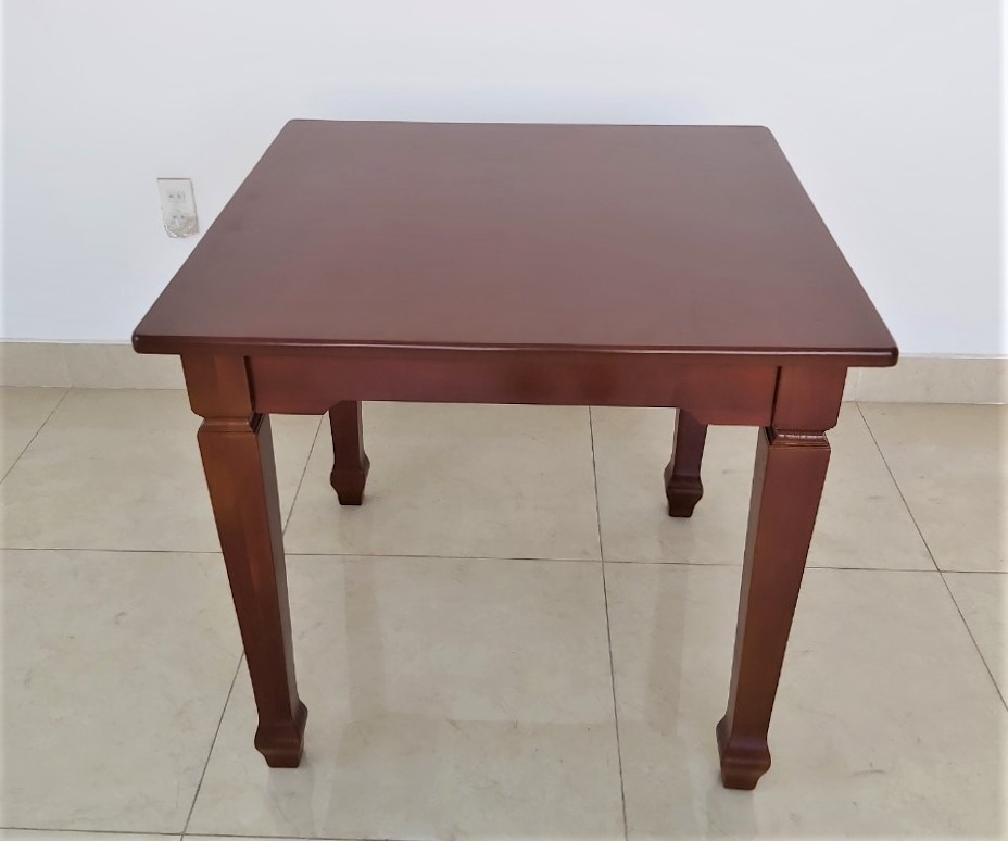 Bàn Gỗ Cao Su Vuông 80x80 cm Nhiều Màu Chân Cách Điệu - Hàng VN Xuất Khẩu