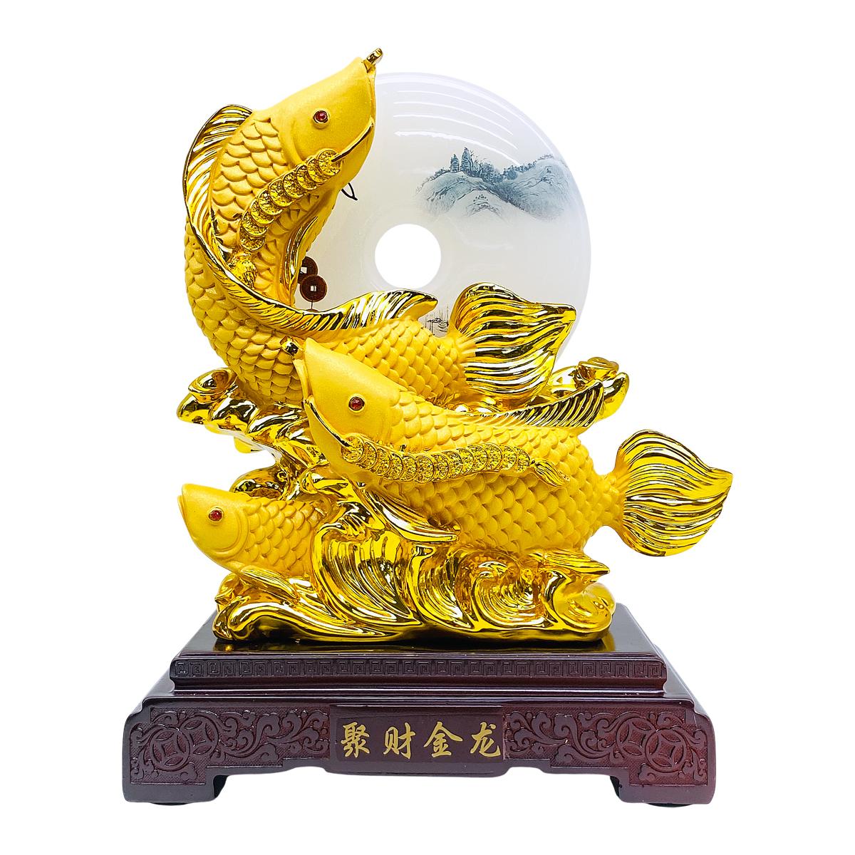 Tượng Phong Thủy Cá Rồng Vàng Kim Long Chiêu Tài - Trang Trí Tết - 25-D25103