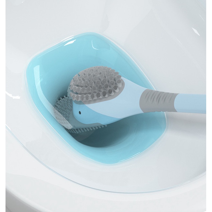 Chổi cọ toilet gắn tường - Bàn chải chà rửa nhà vệ sinh, nhà tắm - Cây cọ silicon có bình chứa xà phòng tiện dụng