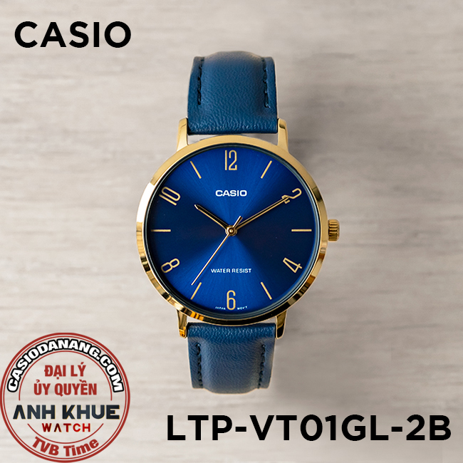 Đồng hồ nữ dây da Casio Standard chính hãng Anh Khuê LTP-VT01GL-2BUDF (34mm)