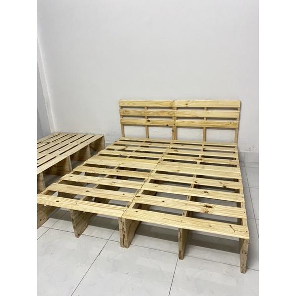 GIƯỜNG PALLET CHÂN CAO 30cm CÓ ĐẦU GIƯỜNG ĐỦ SIZE