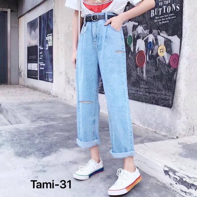 Quần Baggy Jean cắt gối có hình thật