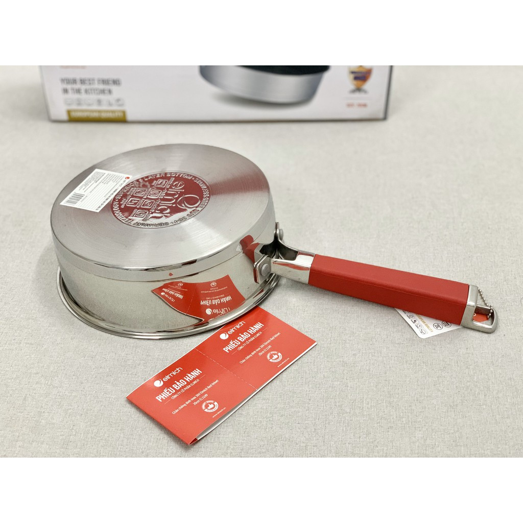 Chảo chống dính 5 đáy inox 304 Elmich Red Velvet (EL- 3249 Size 20cm, EL-3250 Size 24cm, EL-3251 Size 26cm) - Hàng Chính Hãng