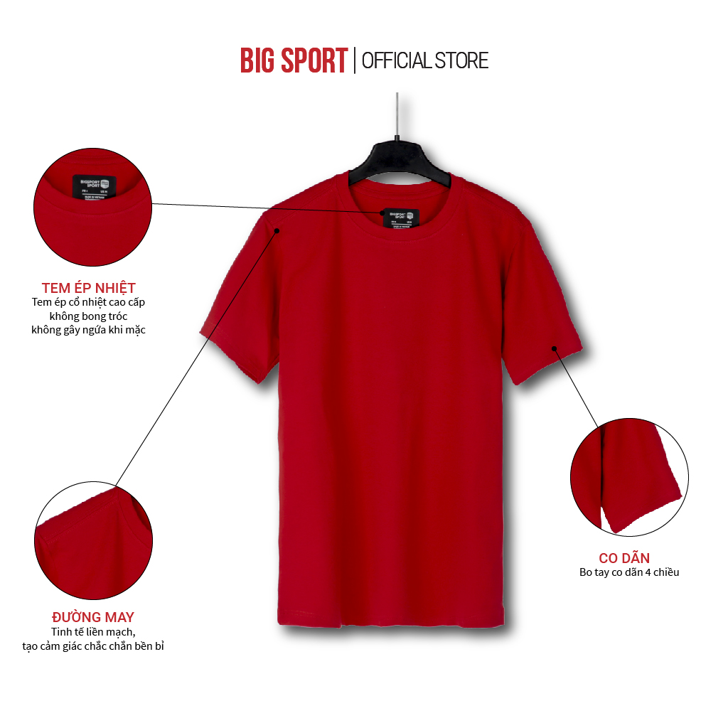 Áo Phông Nam Big Sport Basic Trẻ Trung Vải Cotton Thoáng Mát Thấm Hút Mồ Hôi Co Giãn Cao Cấp - BS41
