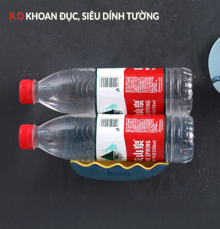 Khay Xà Phòng Treo Tường Cá Voi 2 Lớp Đựng Xà Bông Có Lỗ Thoát Nước Kèm Miếng Dán Siêu Dính