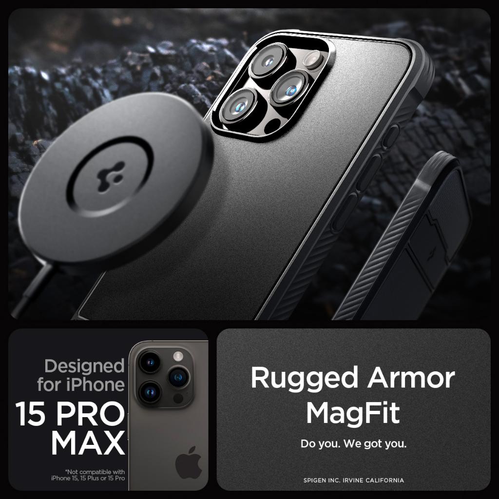 Ốp lưng cho iPhone 15 Pro/ 15 Pro Max Spigen Rugged Armor - Hàng chính hãng