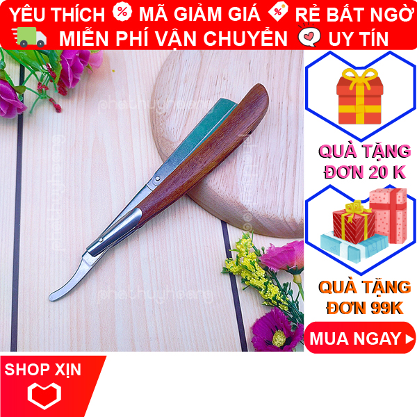 Dao cạo râu chuyên nghiệp cán gỗ , dao cạo lông mặt , lông mày , dao cạo xếp gọn