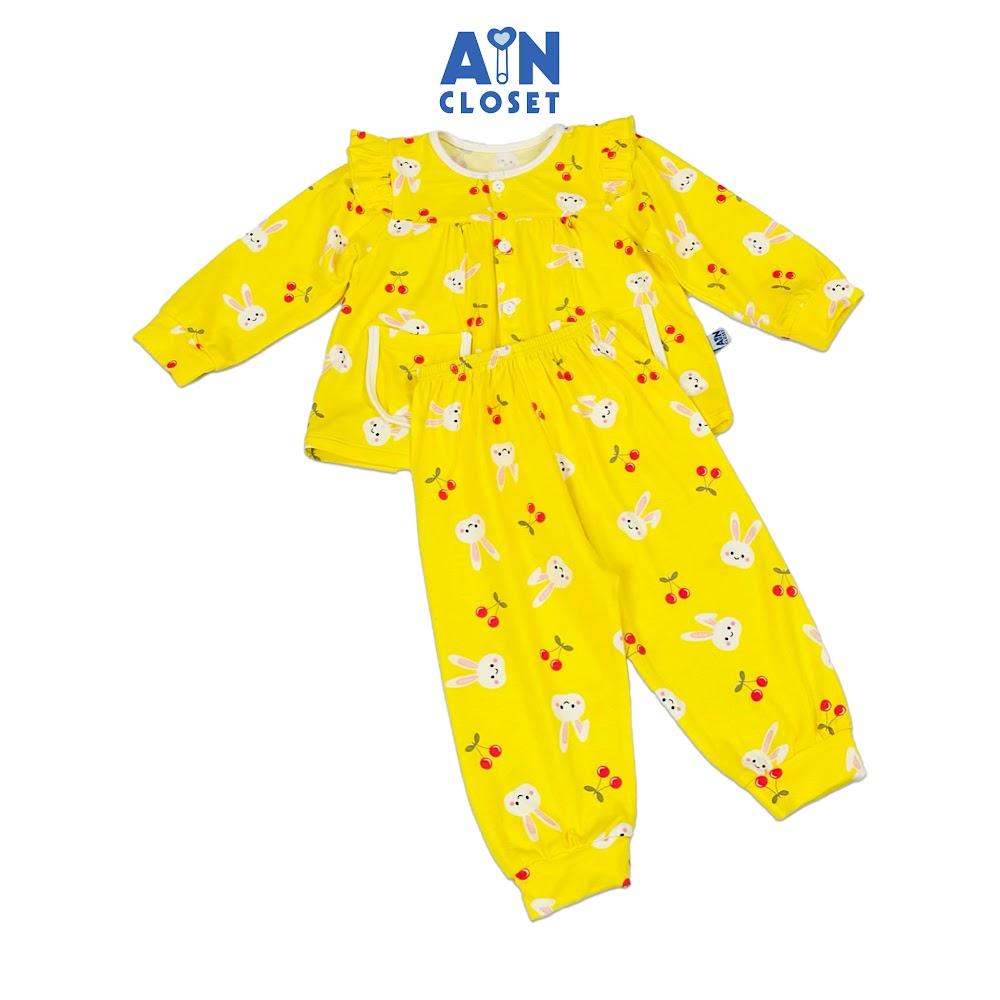 Bộ quần áo Dài bé gái họa tiết Thỏ Cherry Vàng Thun cotton - AICDBGPEARCB - AIN Closet
