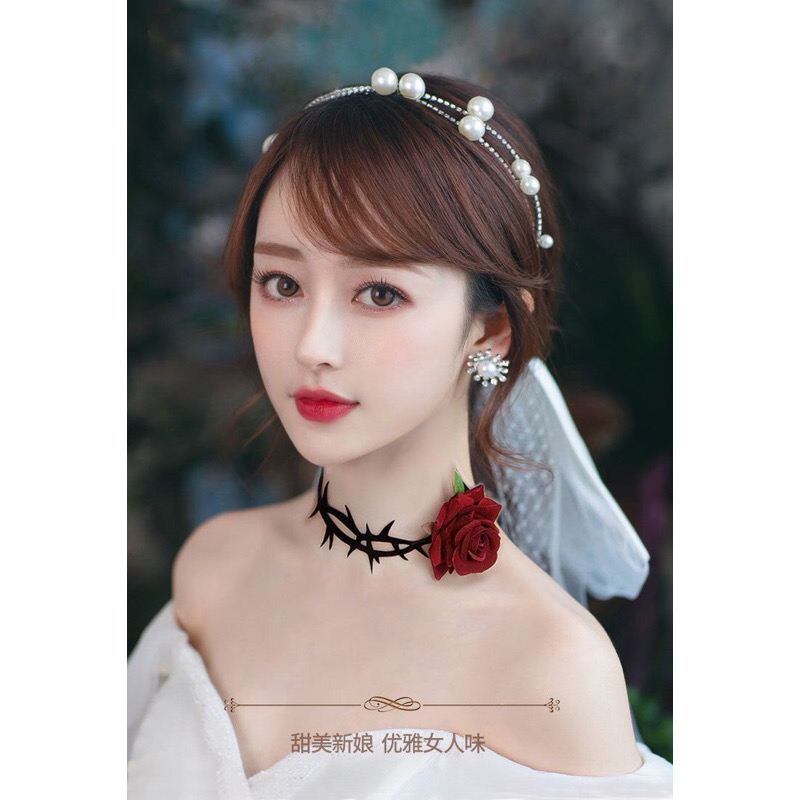 Vòng Cổ Choker Hoa Hồng Gai Góc Cá Tính Sành Điệu