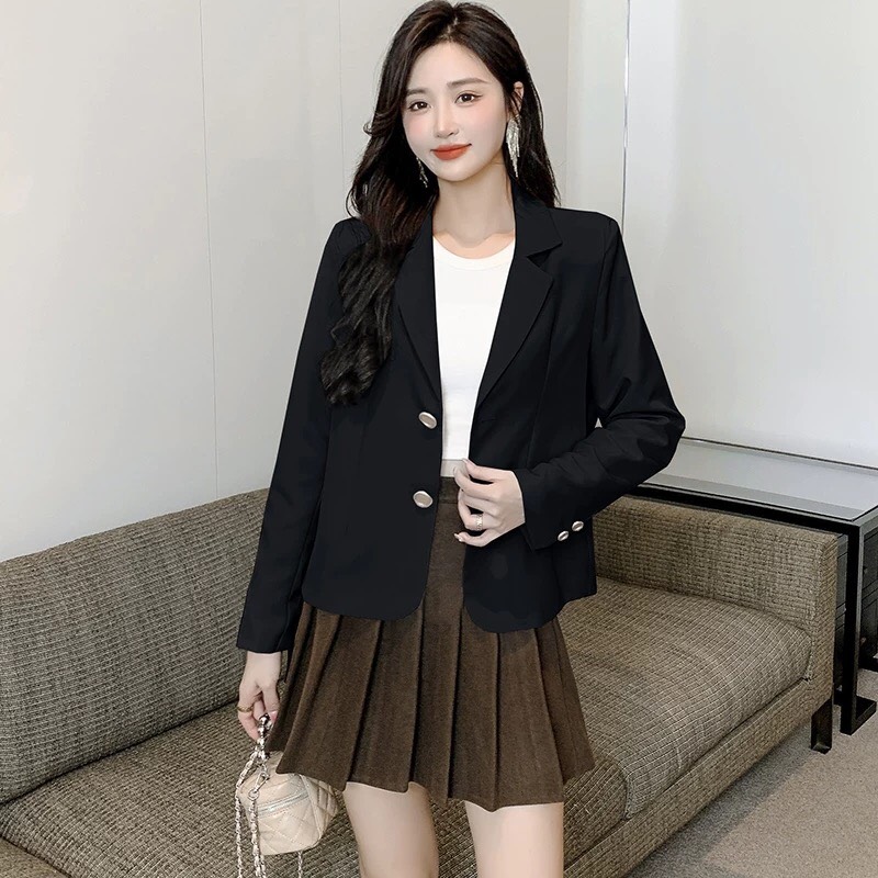 Áo blazer nữ dáng ngắn 2 lớp cao cấp Áo khoác vest công sở hàn quốc mùa thu đông thiết kế dáng croptop mặc đi làm đi chơi dạo phố